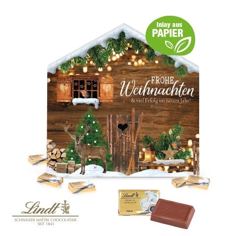 CD55412-02Adventskalender Weihnachtshaus _Exklusiv_ mit Lindt Schokolade_ Individuelles Motiv