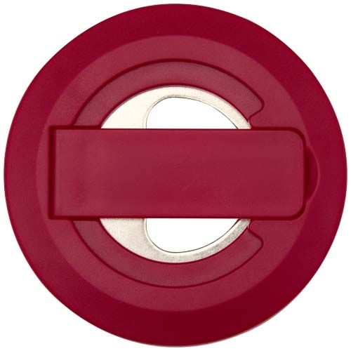 PF124461-2Ain Magnetische Smartphonehalterung  aus recyceltem Kunststoff mit Flaschenoeffner _ rot