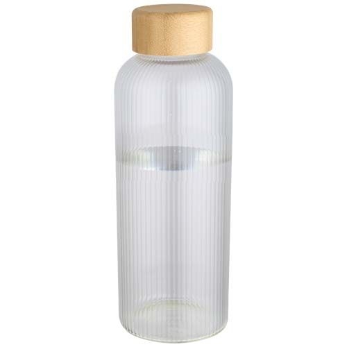 PF100930-1Mirage 650 ml einwandige Trinkflasche aus Borosilikatglas mit Bambusdeckel_ transparent