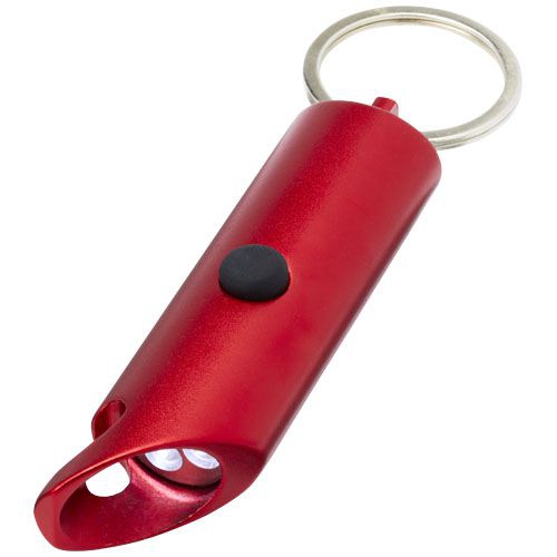 Flare IPX-LED-Lampe und Flaschenöffner aus recyceltem Aluminium mit Schlüsselanhänger, rot