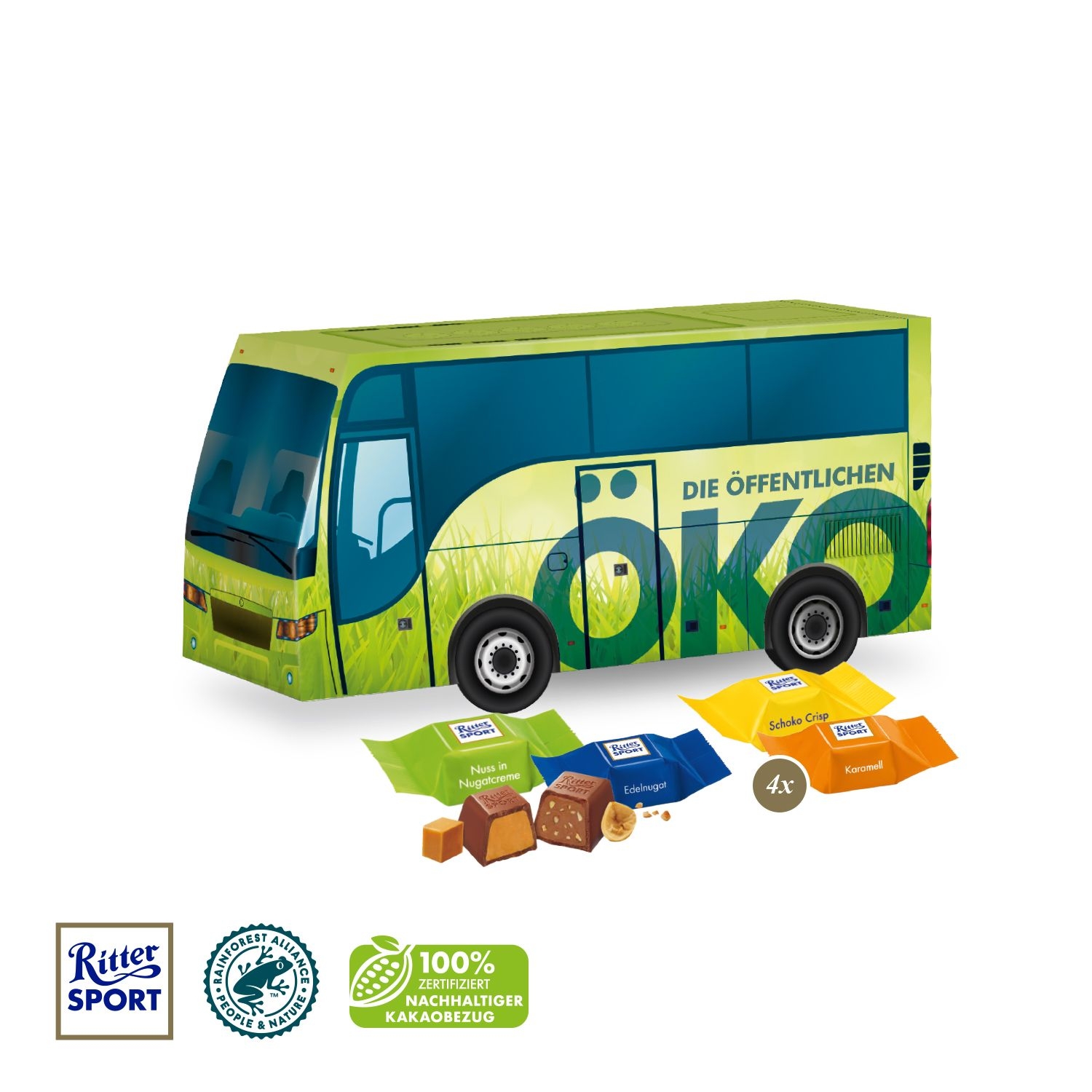 CD955613D Praesent _Bus_ mit Ritter SPORT Schokowuerfel