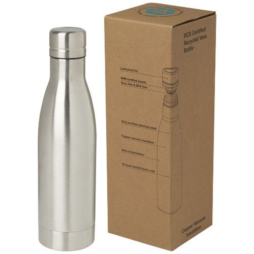 PF100736-4Vasa RCS-zertifizierte Kupfer-Vakuum Isolierflasche aus recyceltem Edelstahl_ 500 ml_ silber