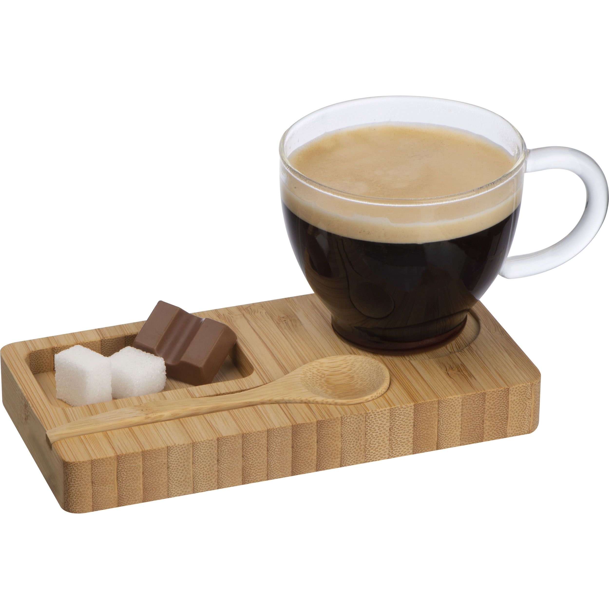 MA82359-13Servierbrett mit Bambusloeffel und Glastasse_ 150ml_ beige