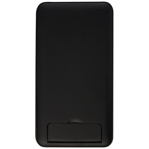 PF124203-1Loop 10 W kabelloses Ladepad aus recyceltem Kunststoff mit Telefonstaender_ schwarz
