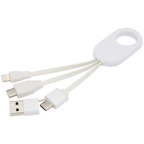 PF124435-1Troop 4-in-1 Ladekabel aus recyceltem Kunststoff_ weiss