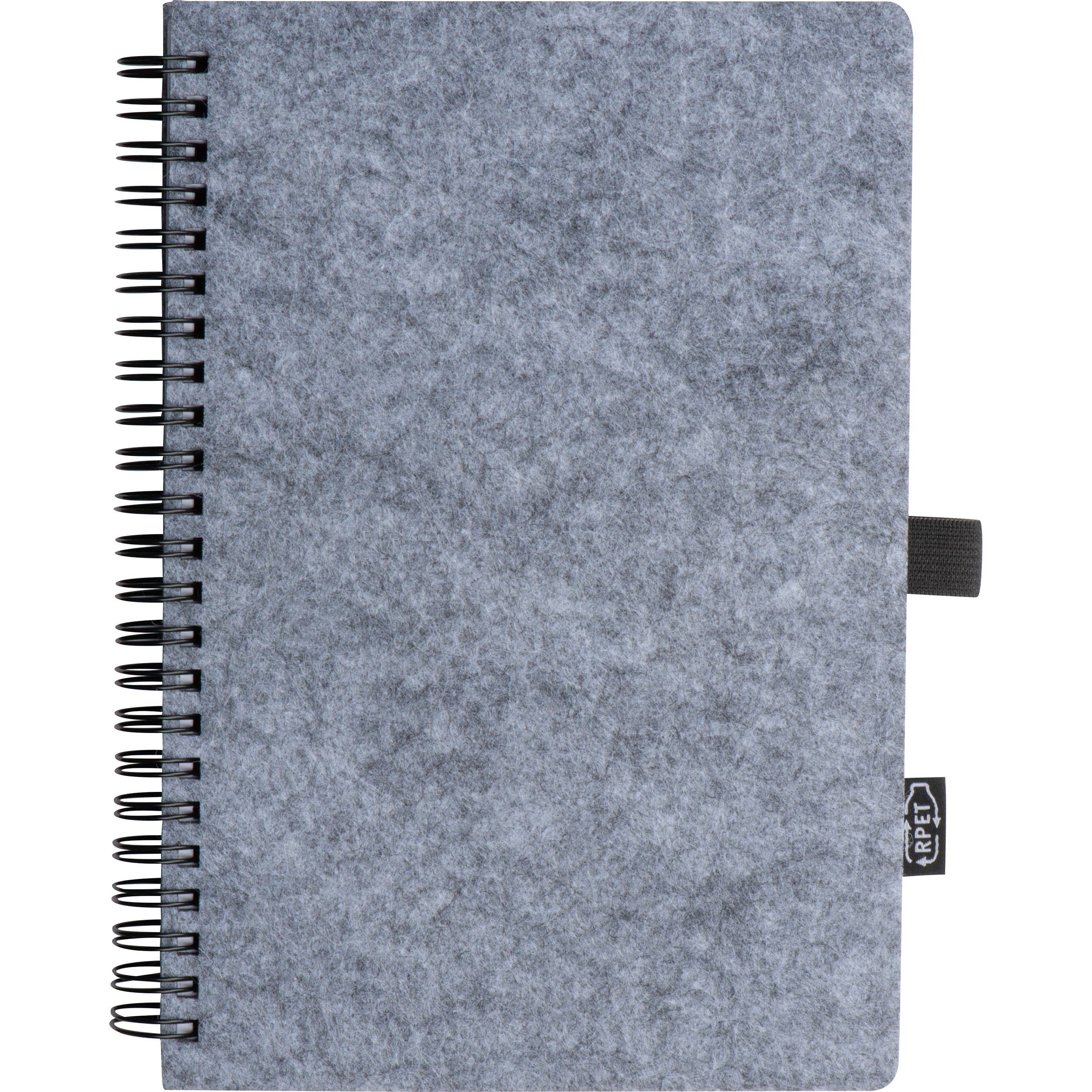 MA23744-07A5 RPET Filz Notizbuch _ silbergrau