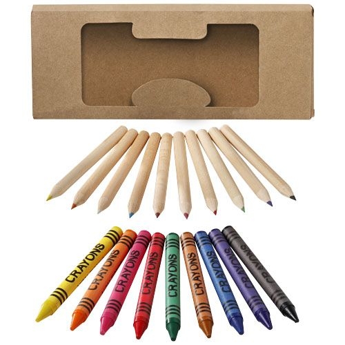PF106788-1Lucky 19-teiliges Waxmal- und Buntstifte Set_ natur