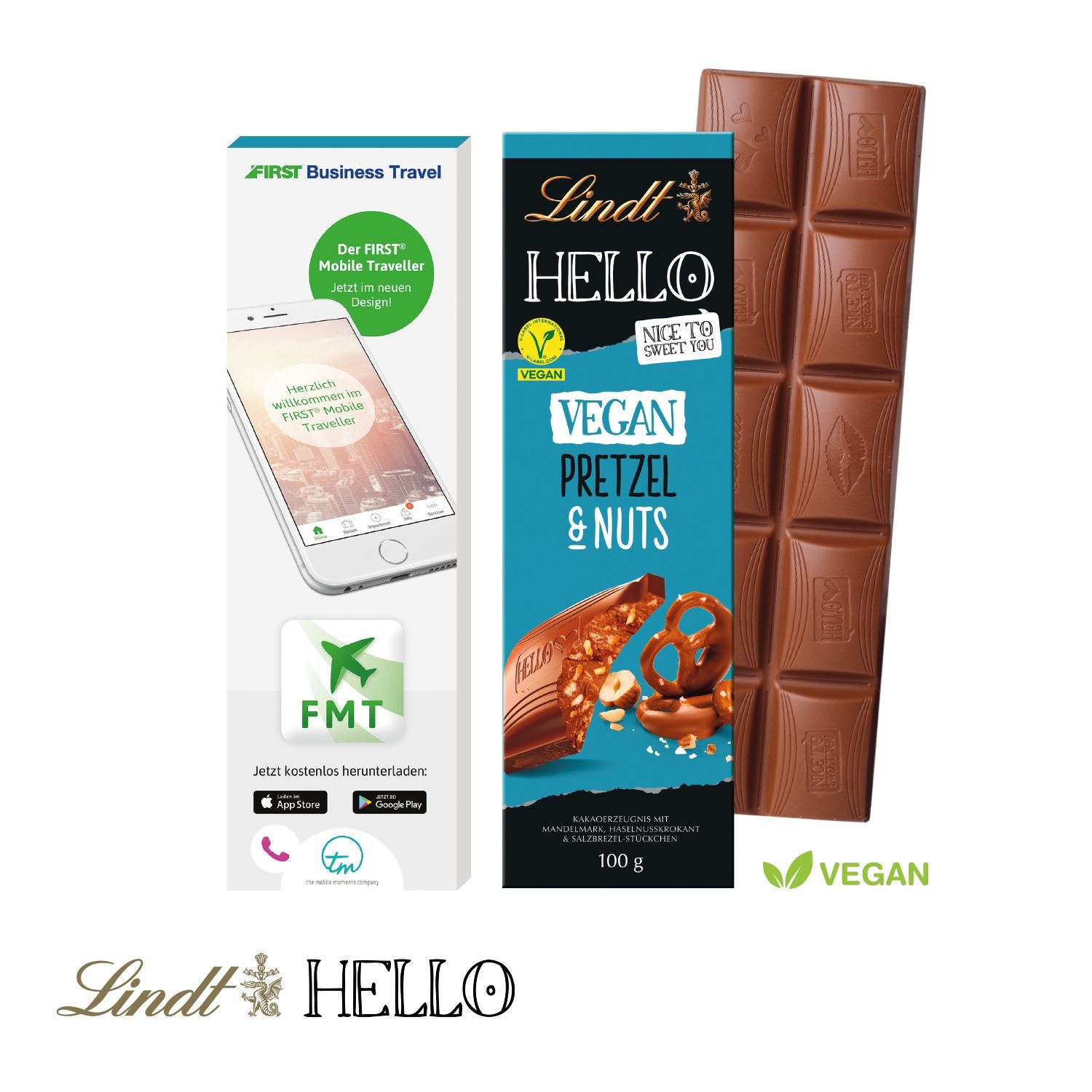 CD91323-03Schokoladentafel Lindt HELLO_ vegan_ Hello Schokotafel_ Salted Caramel vegan