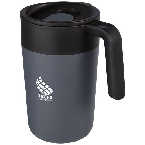 PF100731-4Nordia 400 ml doppelwandiger Becher aus Recyclingmaterial_ grau