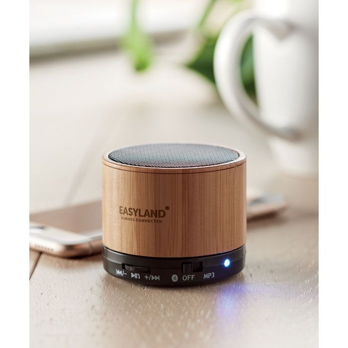 MO9608-03Round Bamboo Runder wireless Lautsprecher_ schwarz