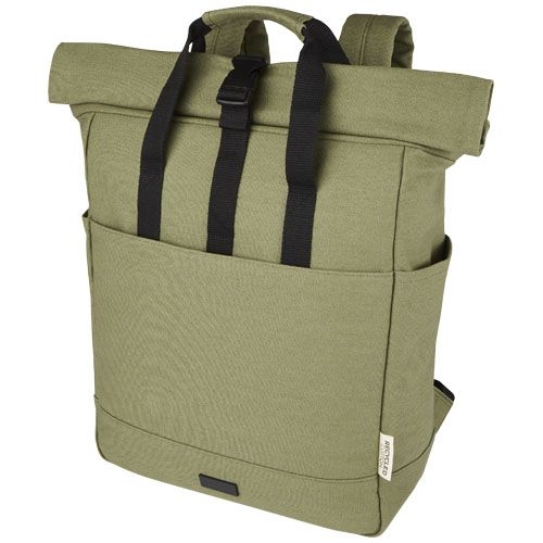 PF120678-2Joey 15_ GRS Rolltop Laptoprucksack aus recyceltem Canvas 15 L_ olive