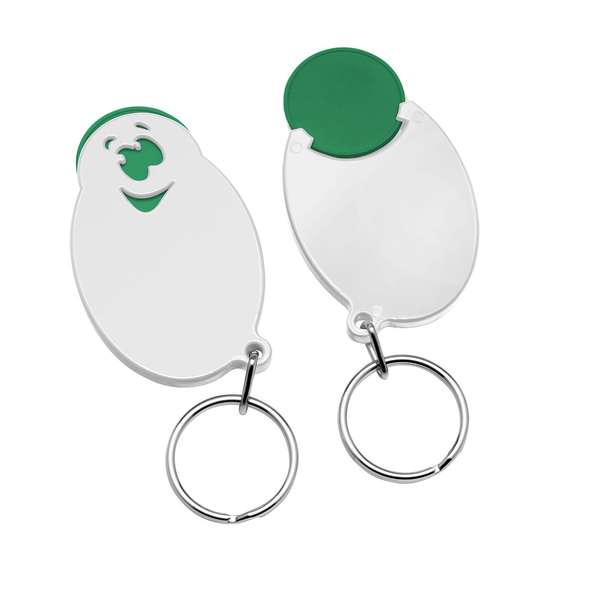HE7855R-2-0Chiphalter mit 1€-Chip _Gesicht_ gruen_ weiss