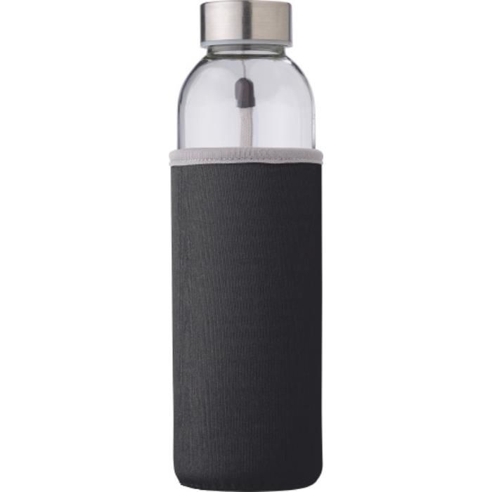 GI9301-01Glasflasche _500ml_ mit einem Neoprenhuelle Nika_ Schwarz GI9301-01Glasflasche _500ml_ mit einem Neoprenhuelle Nika_ Schwarz
