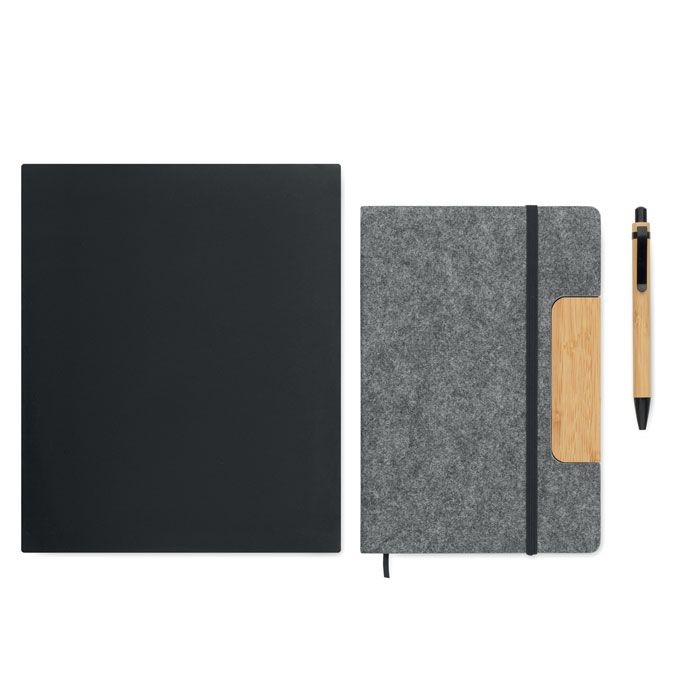 MO2390-15Notemix DIN A5 RPET Notizbuch-Set_ steingrau