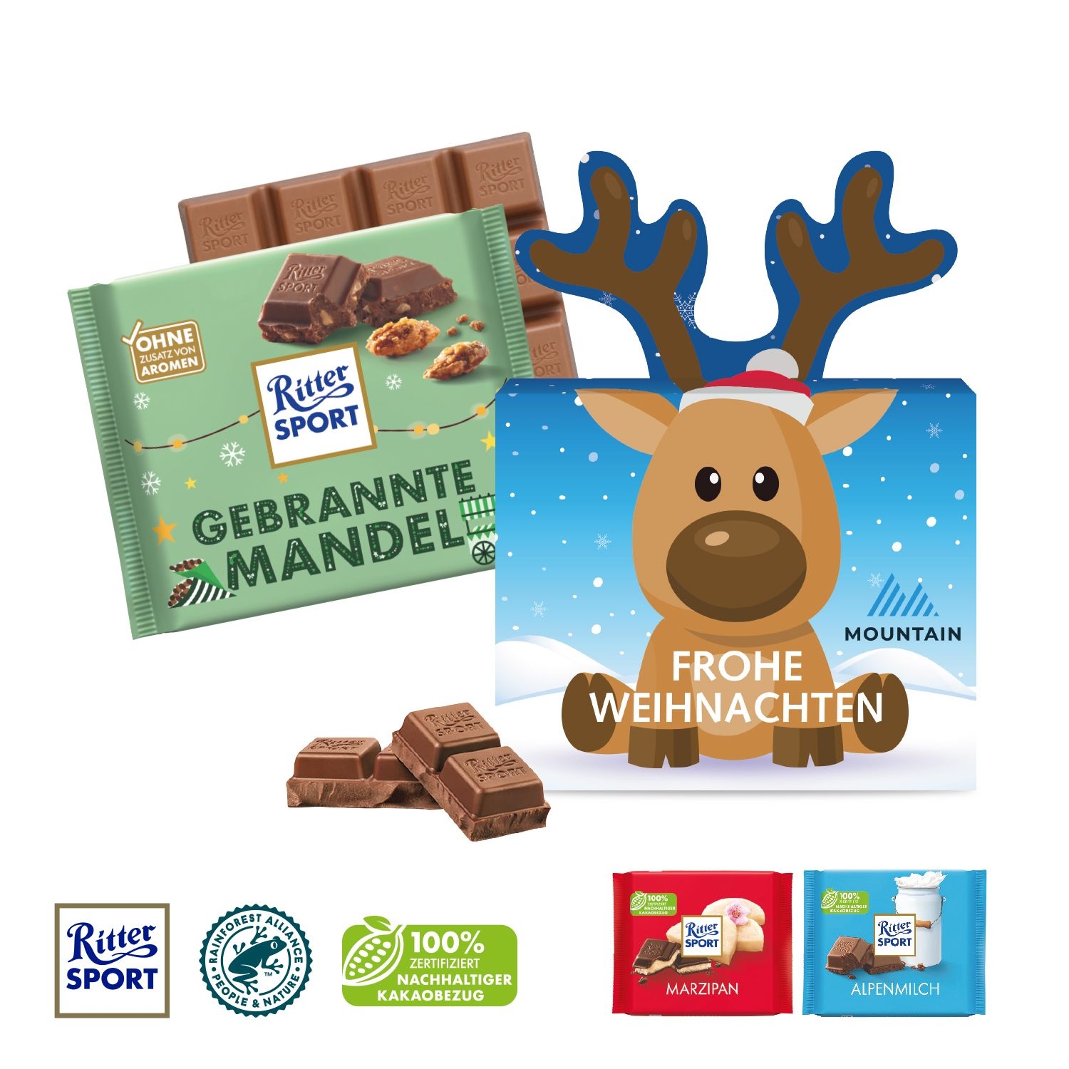 CD95477-01Schokotafel Ritter SPORT „Rentier“_ Ritter SPORT Weihnachtsschokolade
