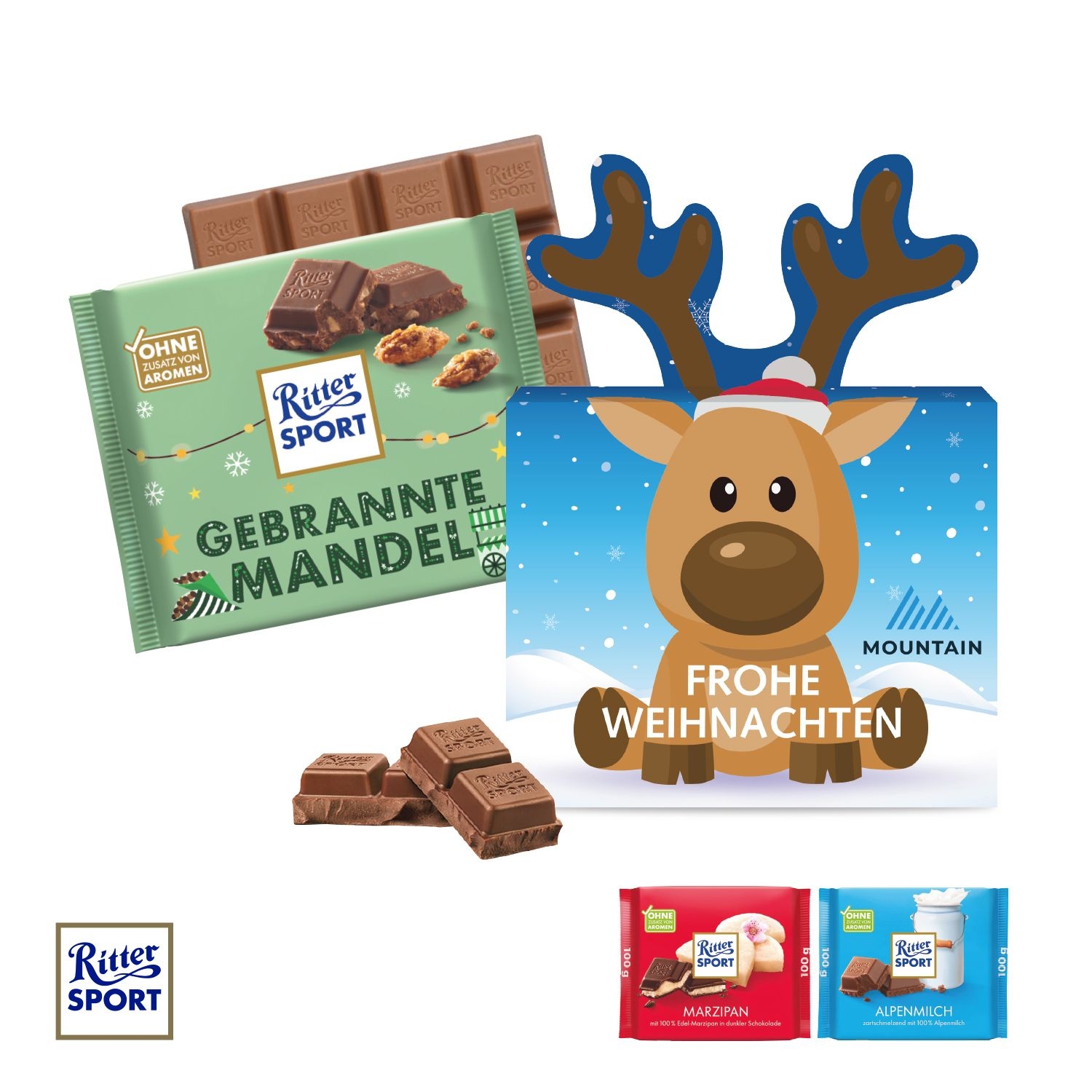 CD95477-01Schokotafel Ritter SPORT „Rentier“_ Ritter SPORT Weihnachtsschokolade