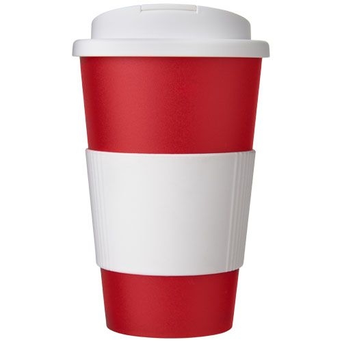 Americano® 350 ml Isolierbecher mit Schutzring & auslaufsicherem Schraubverschluss, rot,weiß