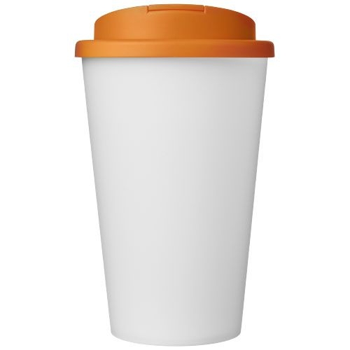 PF210425-18Americano® Eco 350 ml recycelter Becher mit auslaufsicherem Deckel_ orange_weiss