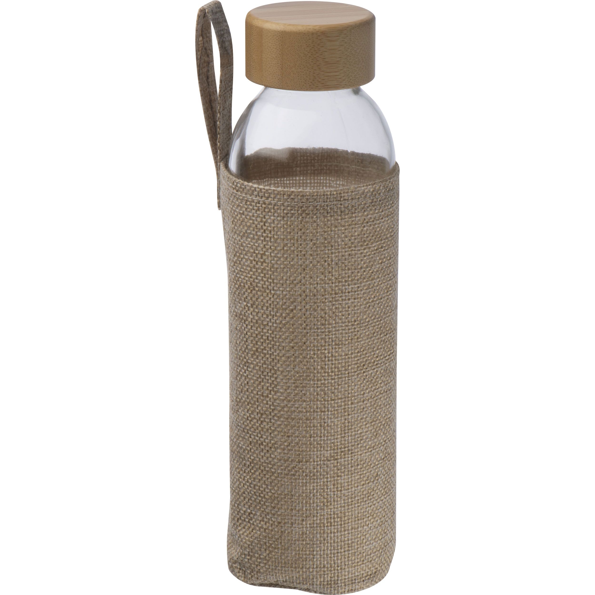 Glasflasche mit Jutehülle, 500ml, transparent