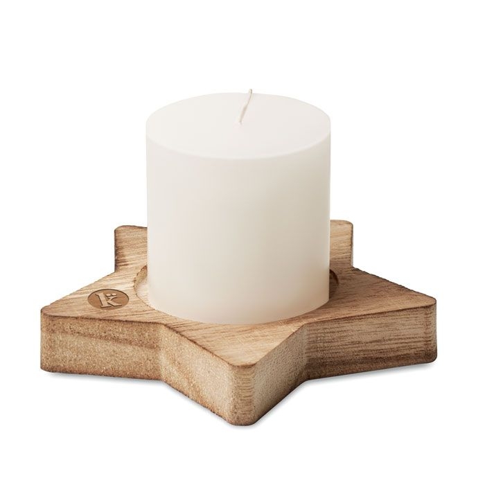 CX1481-40Lotus Kerze mit Halter_ Holz