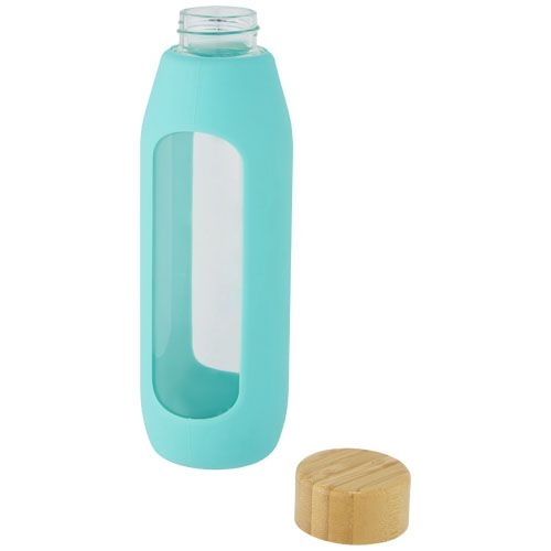 PF100666-2Tidan 600 ml Flasche aus Borosilikatglas mit Silikongriff_ tide gruen