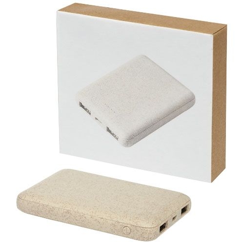 PF124137-1Asama 5000 mAh Powerbank aus Weizenstroh_ beige