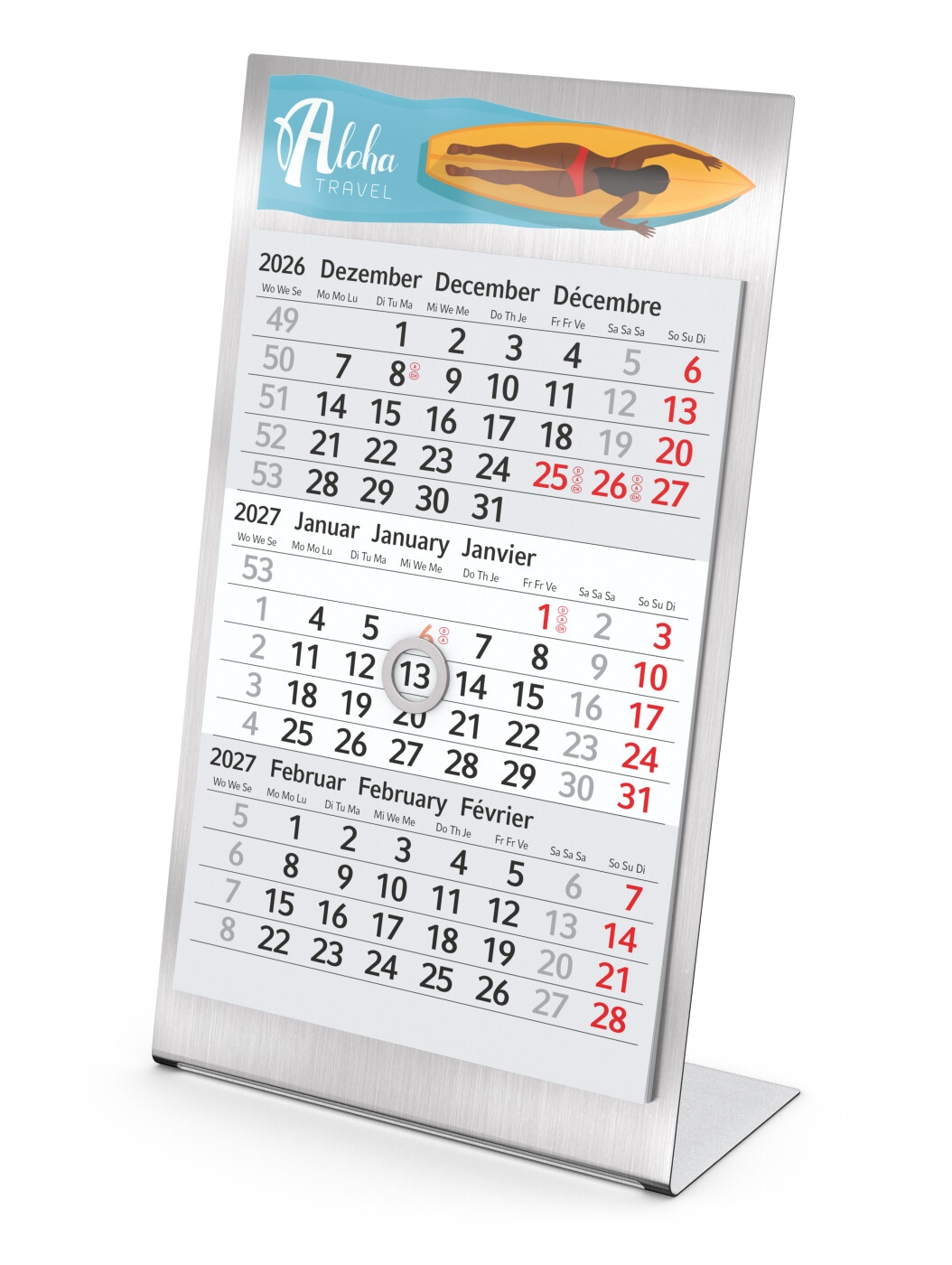 GE0014Tischkalender Desktop 3 Steel
