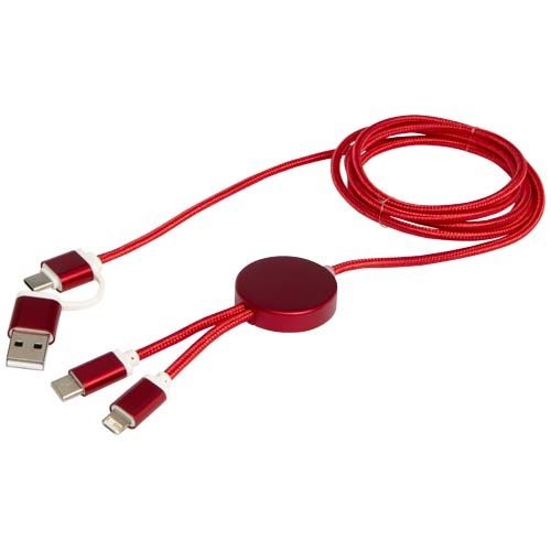 PF124425-1Alasia 150 cm 5-in-1 Kabel aus recyceltem Kunststoff fuer Datenuebertragung und 27W Schnellladung_ rot