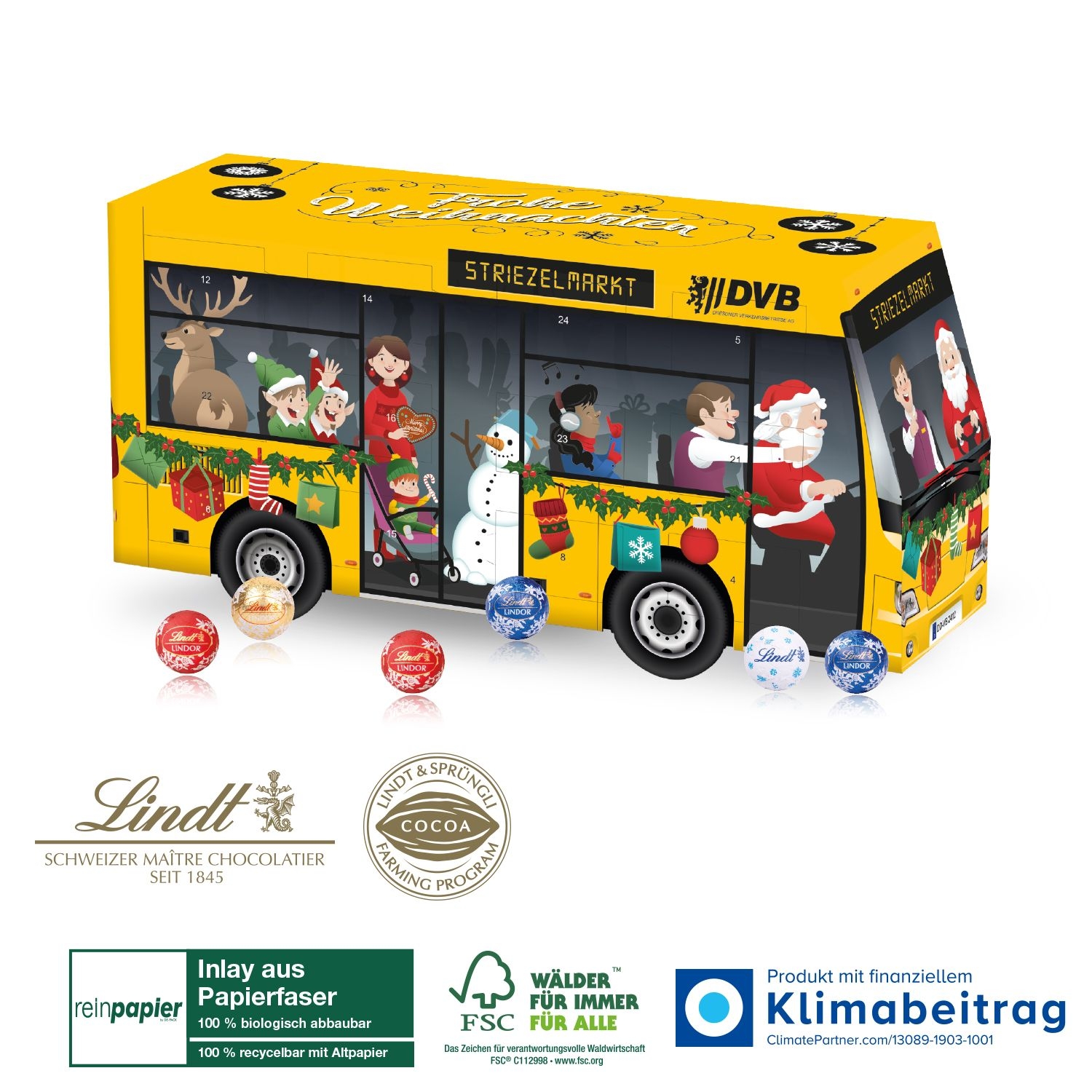 CD553563D Adventskalender Lindt „Bus“ Organic