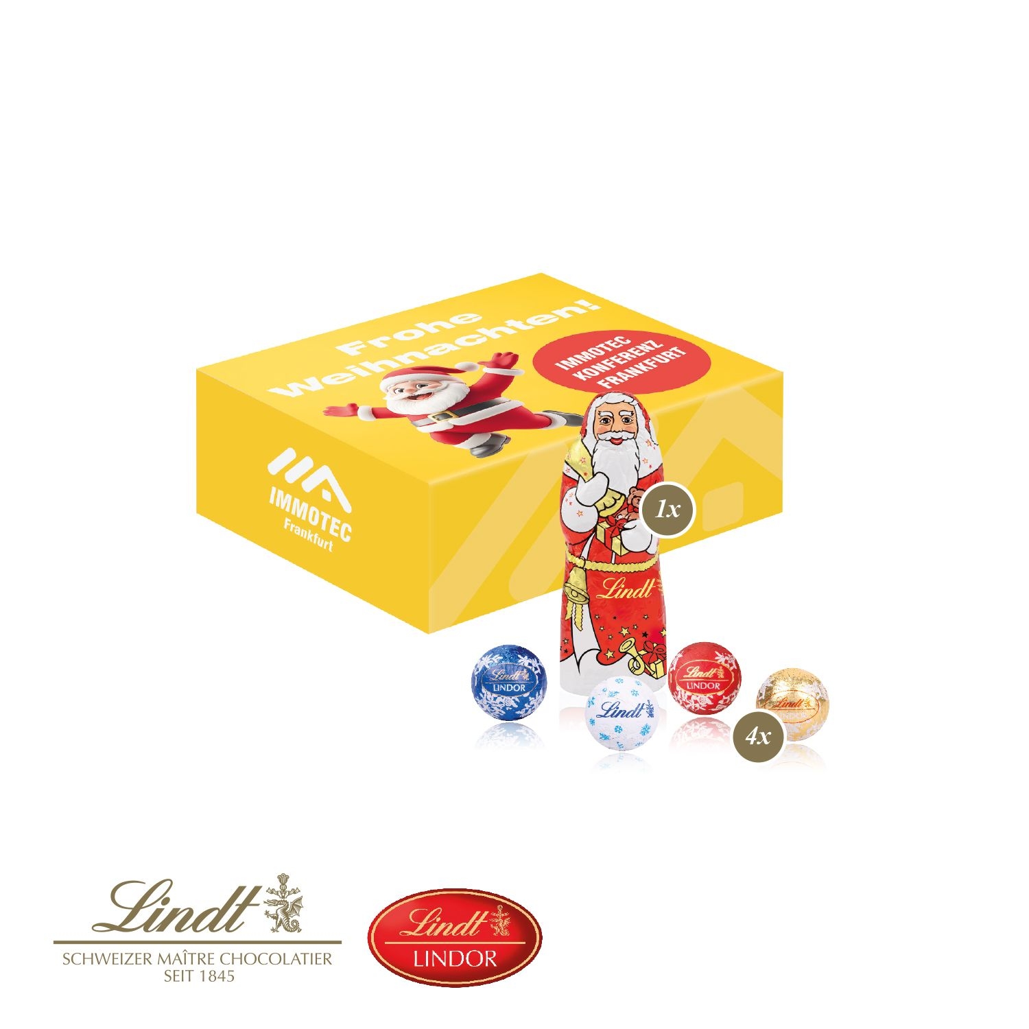 CD95570Santa Werbebox mit Lindt Minis und Nikolaus