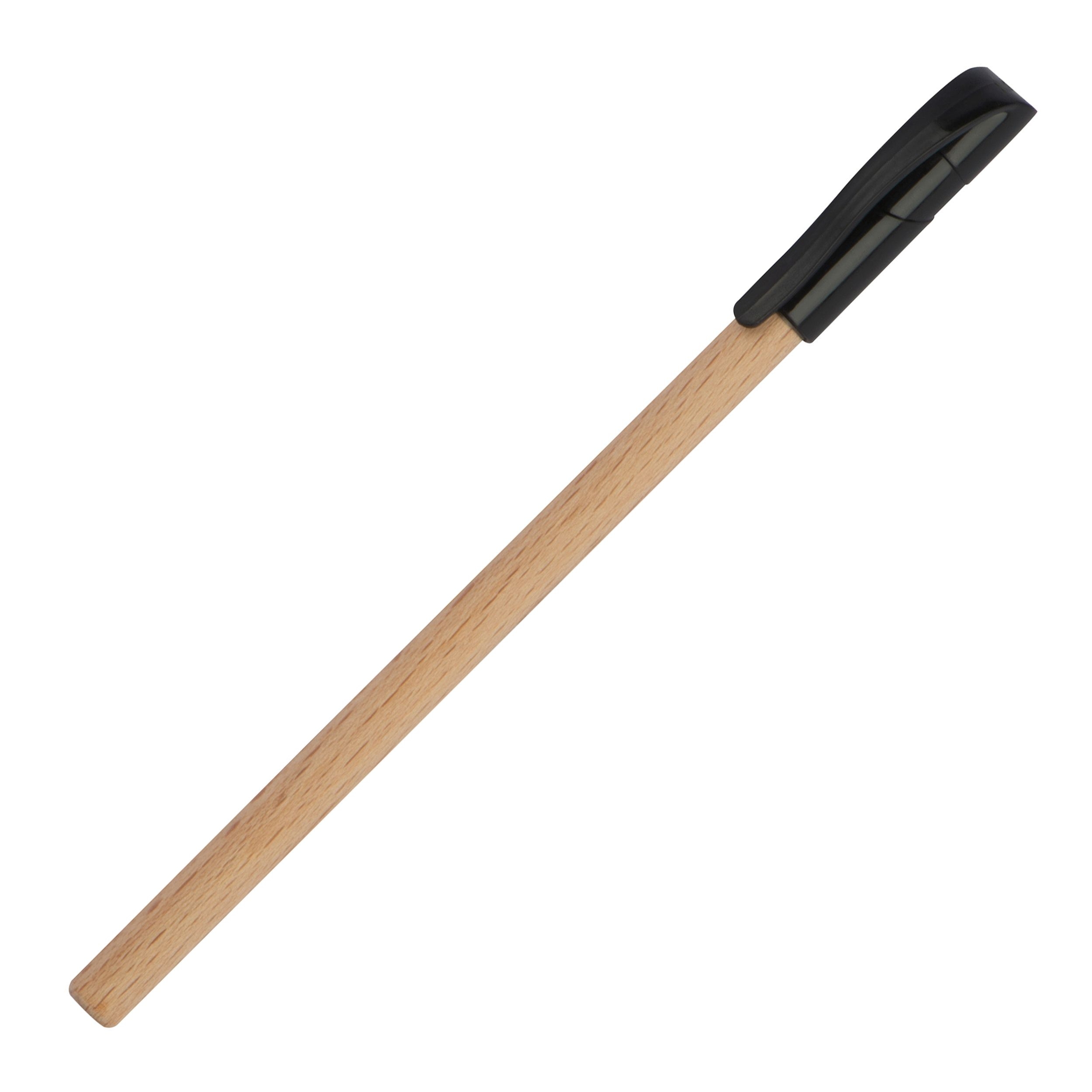MA11291-01Holzkugelschreiber mit schwarzer Kunststoffkappe_ braun