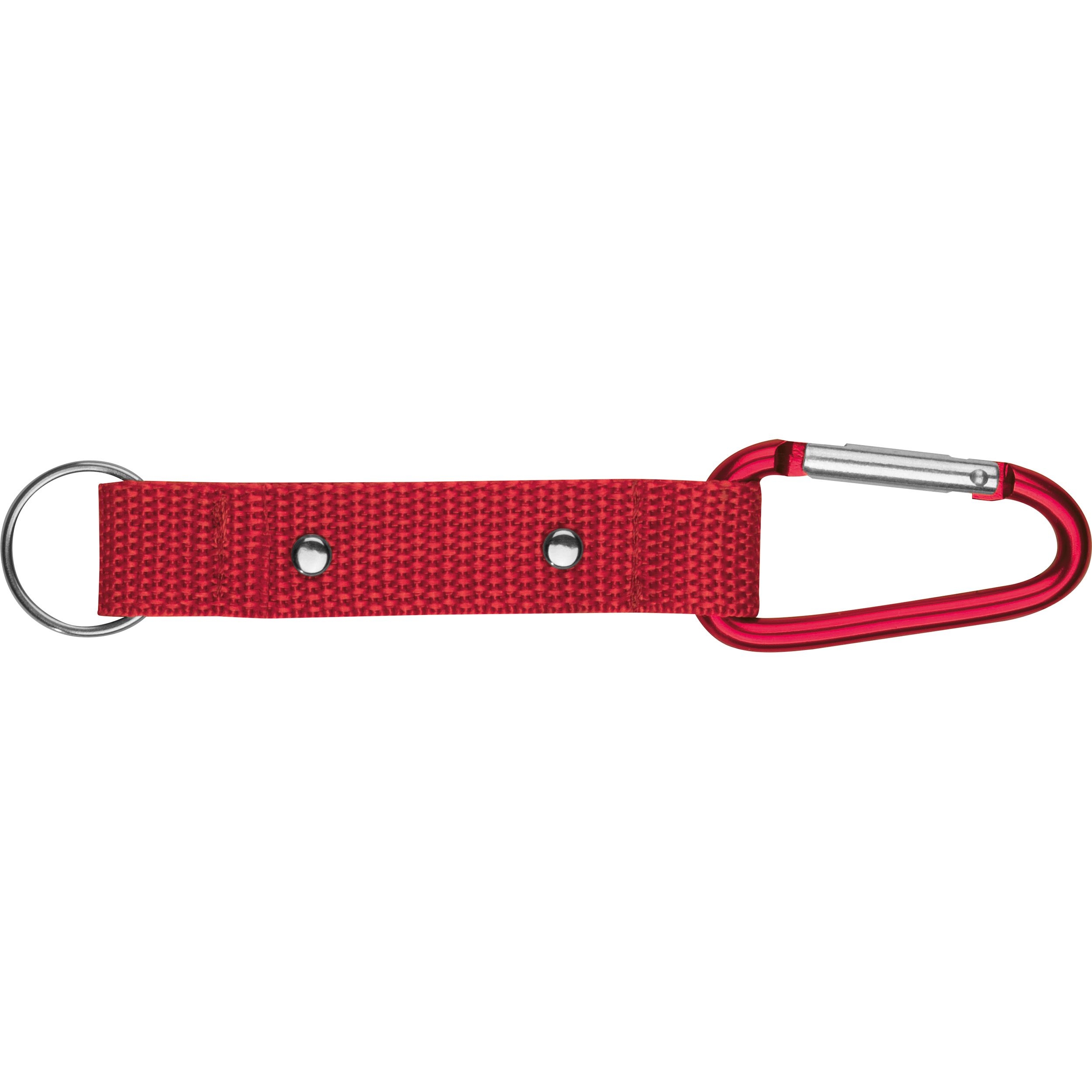 MA91168-05Schluesselanhaenger mit Karabiner und Plaettchen aus Metall_ rot