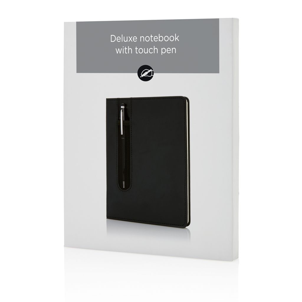 XDP773.31-1Basic Hardcover PU A5 Notizbuch mit Stylus-Stift_ schwarz