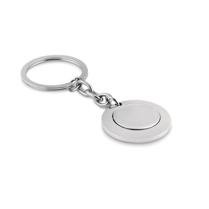 MO9289-17Flat Ring Schluesselring mit Muenzhalter_ Silber Glaenzend