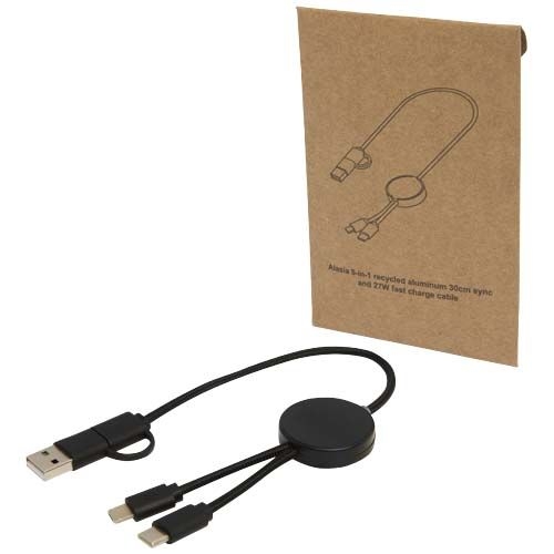 PF124427-2Citala 30 cm 5-in-1 Kabel aus recyceltem Kunststoff fuer Datenuebertragung und 27W Schnellladung_ schw