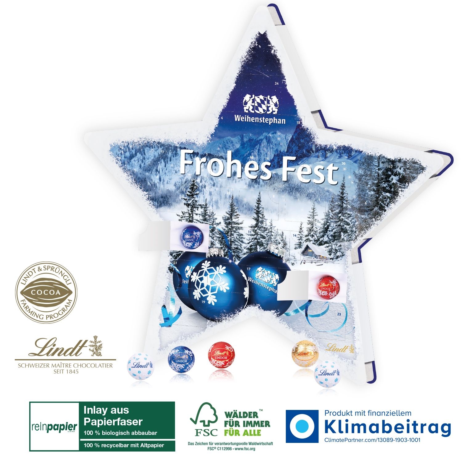 CD55377Adventskalender Lindt „Stern“ Organic