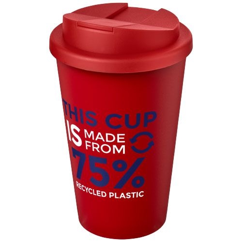 PF210425-4Americano® Eco 350 ml recycelter Becher mit auslaufsicherem Deckel_ rot