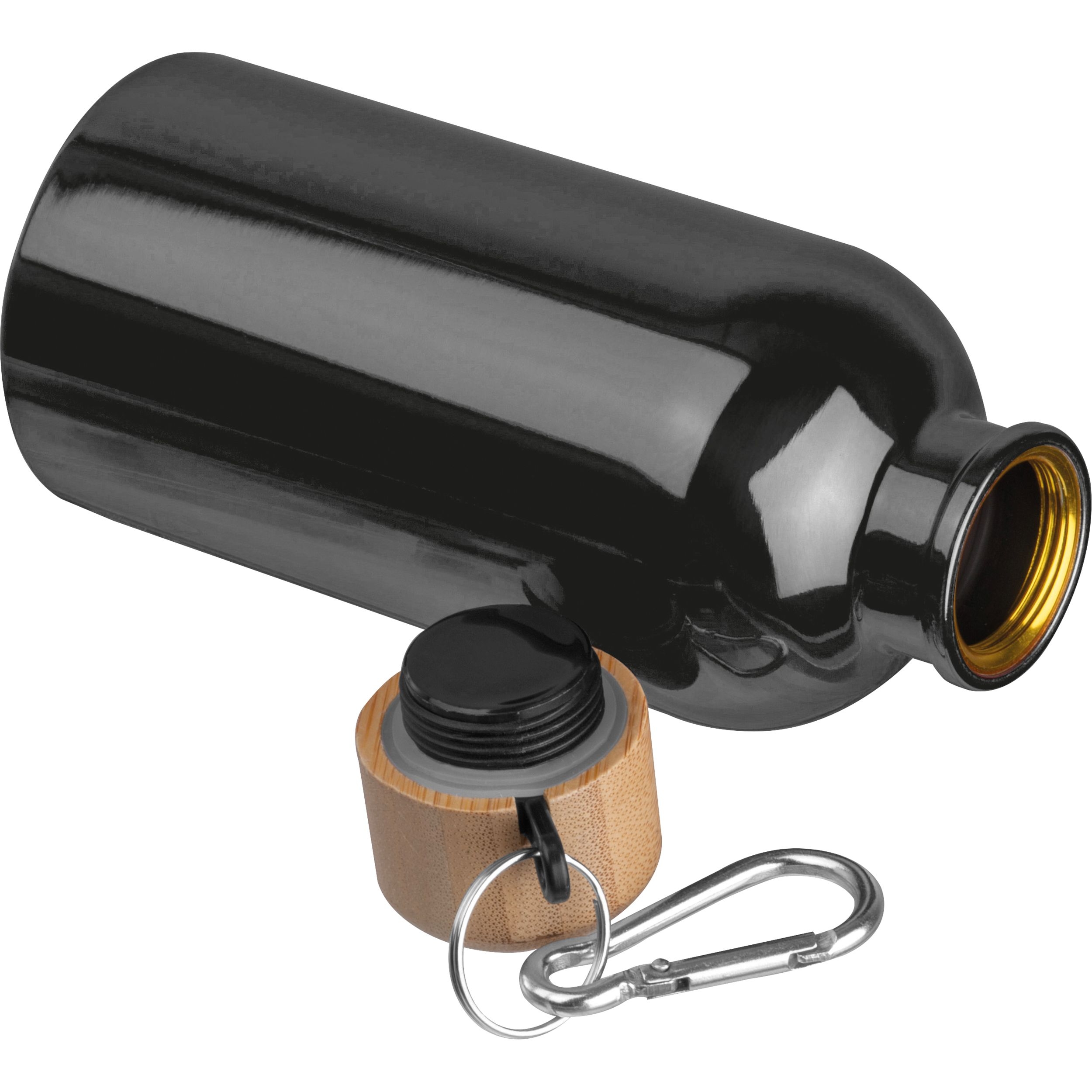 MA84972-03Edelstahltrinkflasche mit Karabiner_ 400ml MARILYN_ schwarz