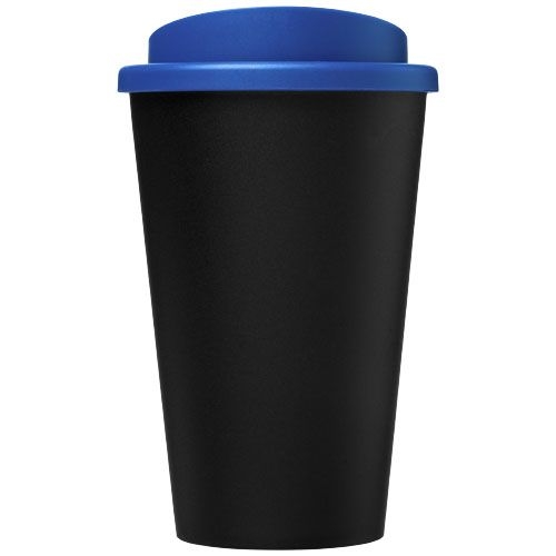 PF210422-8Americano® Eco 350 ml recycelter Becher_ schwarz_mittelblau