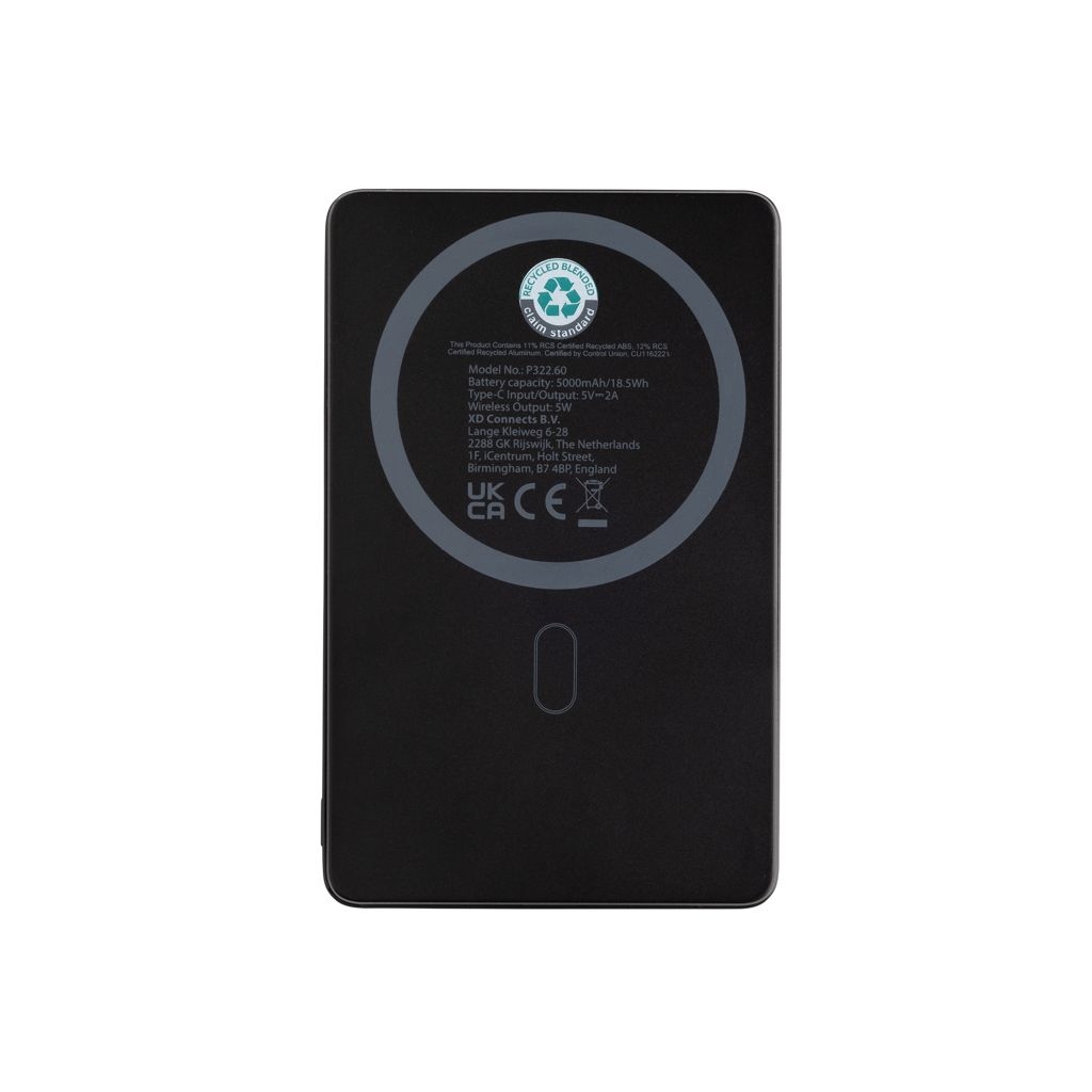 XDP322_60-01Orion 5_000mAh 5W magnetische Powerbank aus RCS rec. Alu_ schwarz