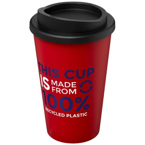PF210691-3Americano® recycelter isolierter 350 ml Becher_ rot_schwarz