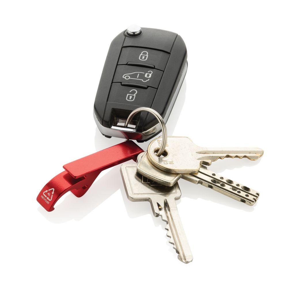 XDP191.72-04Flaschen- und Dosenoeffner aus RCS recyceltem Aluminium_ rot