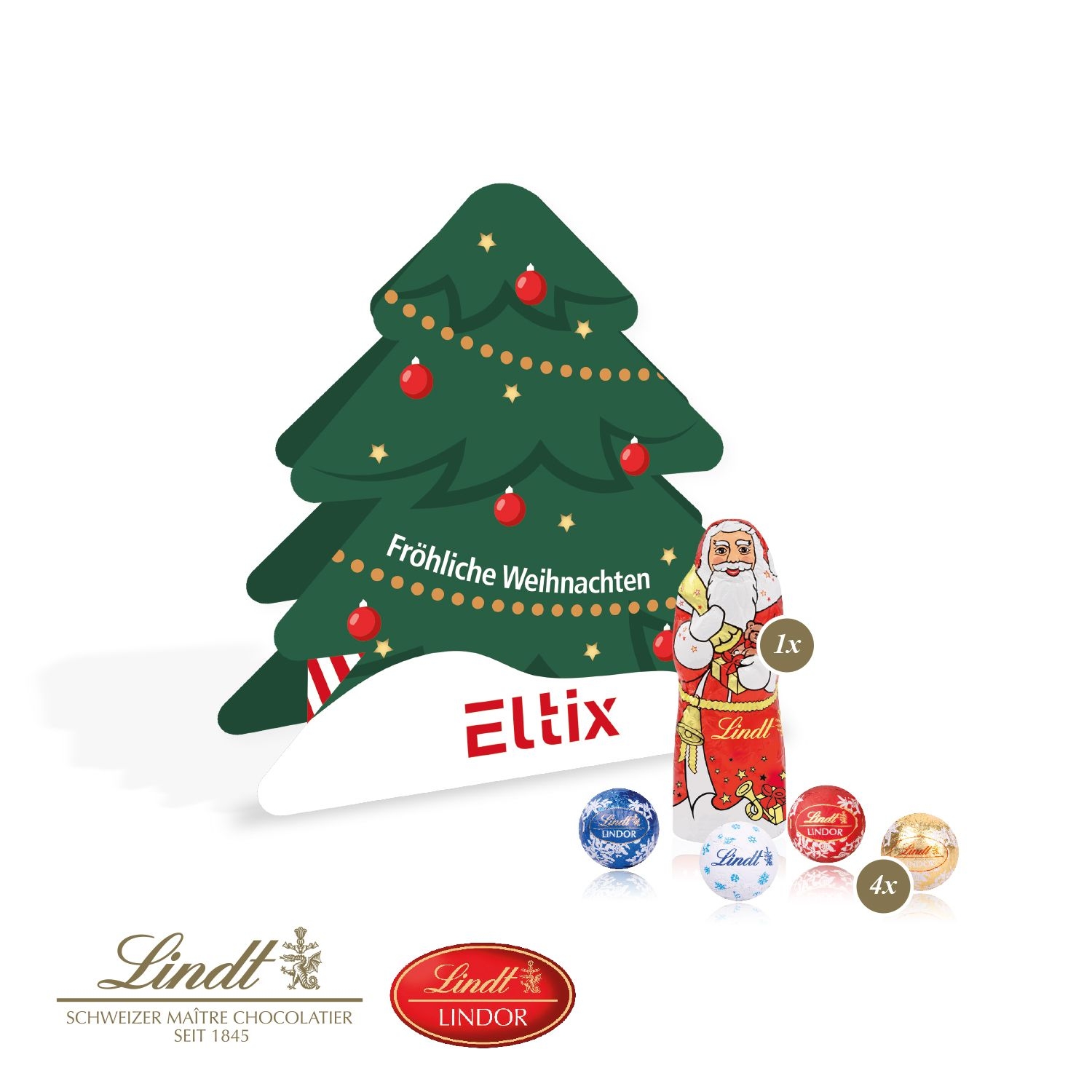 CD95567Praesent Tannenbaum mit Lindt Minis und Nikolaus