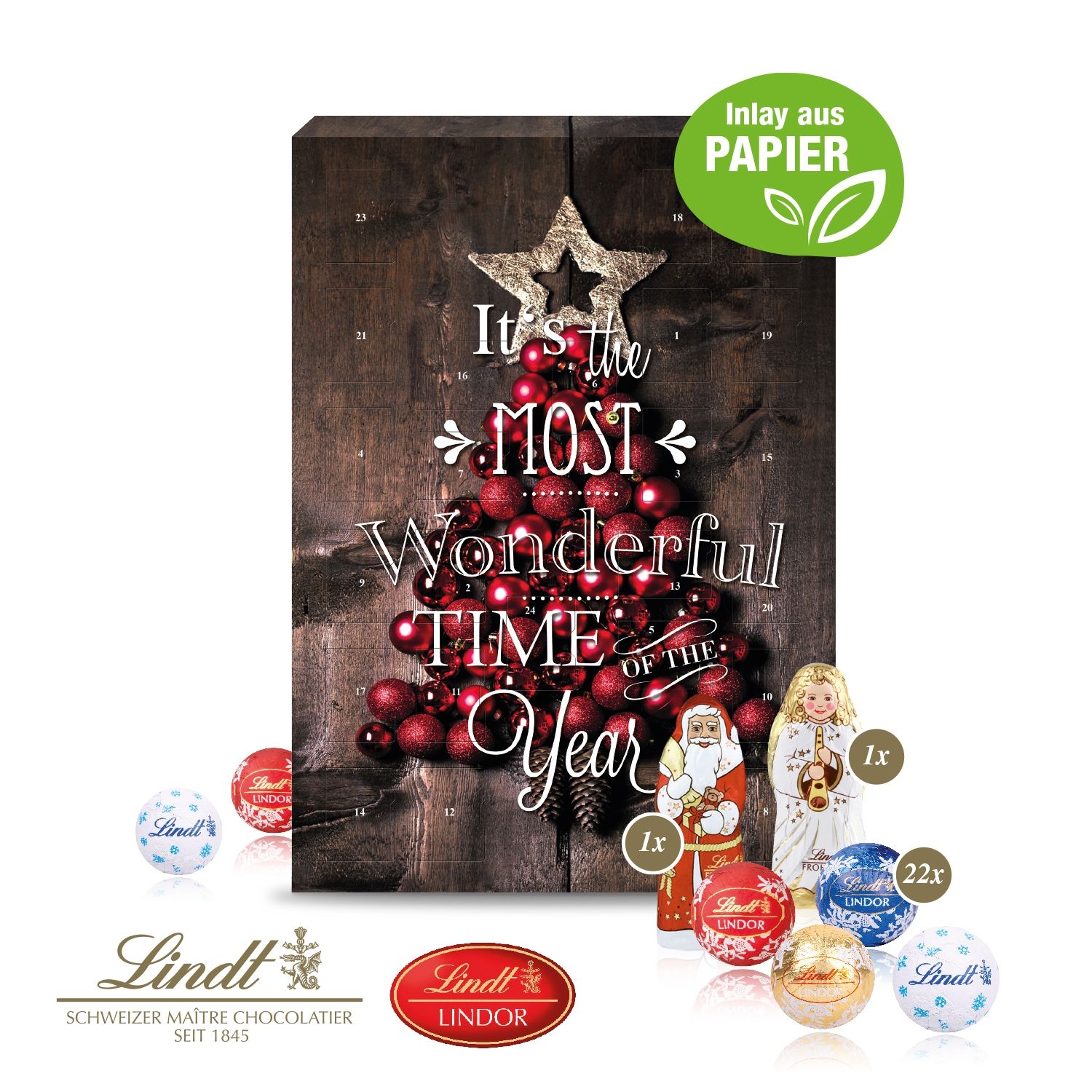 CD55343-02Adventskalender mit Lindt Mix und Gutschein-Option_ Inlay aus Papier_ Individuelles Motiv