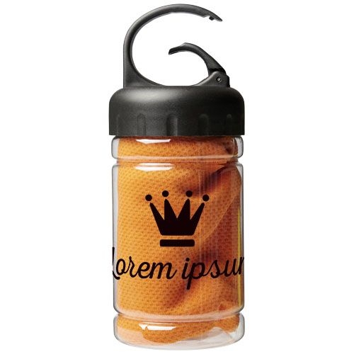 PF126170-3Remy Kuehlhandtuch in PET-Behaelter_ orange