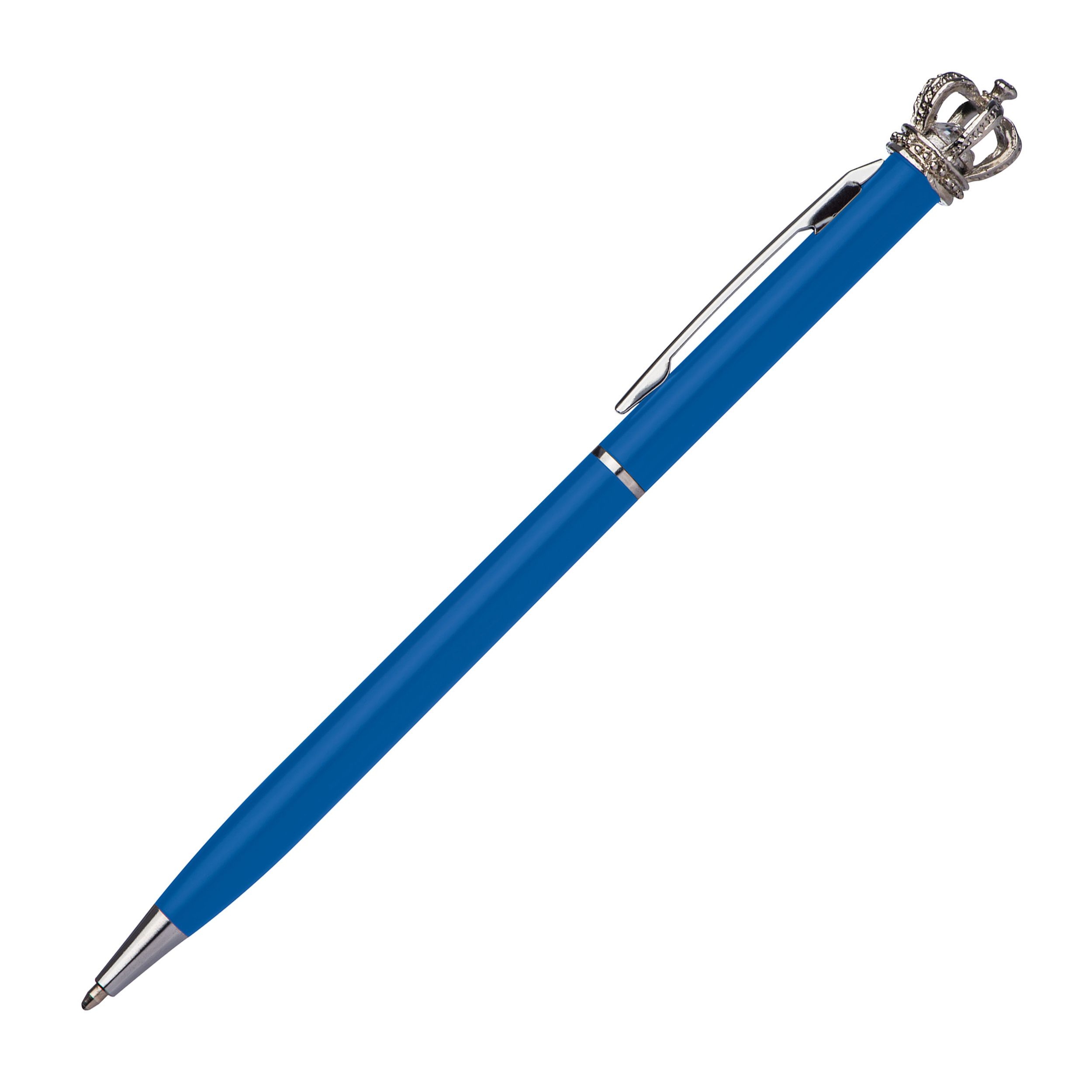 MA10488-04Kugelschreiber aus Metall mit Krone_ blau