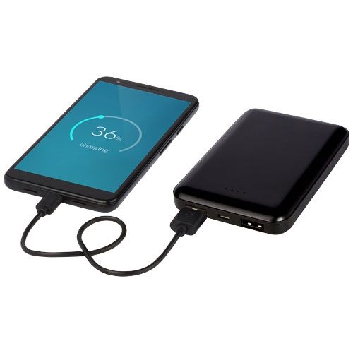 Gleam 5000 mAh ultraflache, Leuchtlogo Powerbank, schwarz