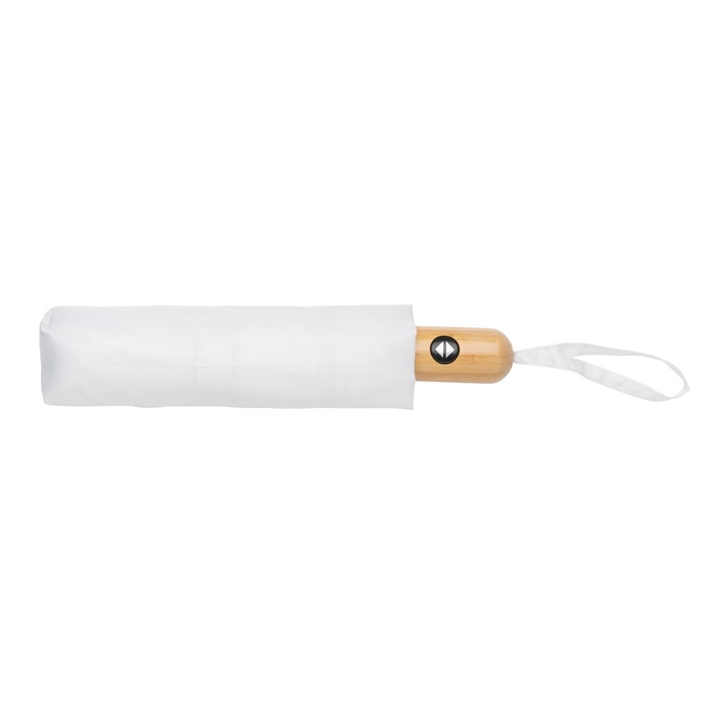 XDP850_61-321_ Impact AWARE™ RPET 190T Bambus-Schirm autom. open_close_ weiss