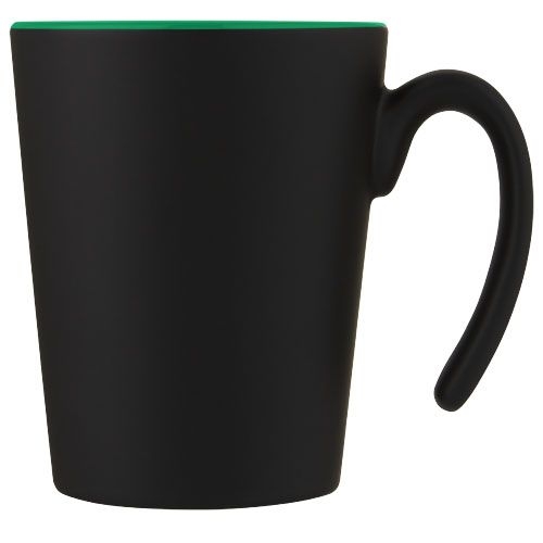 PF100687-6Oli 360 ml Keramikbecher mit Henkel_ gruen_schwarz