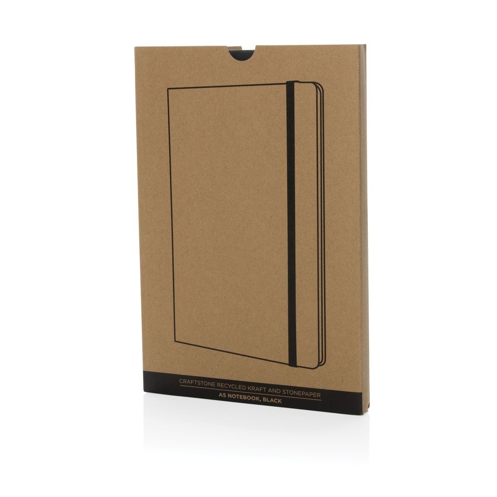 XDP774_59-1Craftstone A5 Notizbuch aus recycelt. Kraft- und Steinpapier_ schwarz